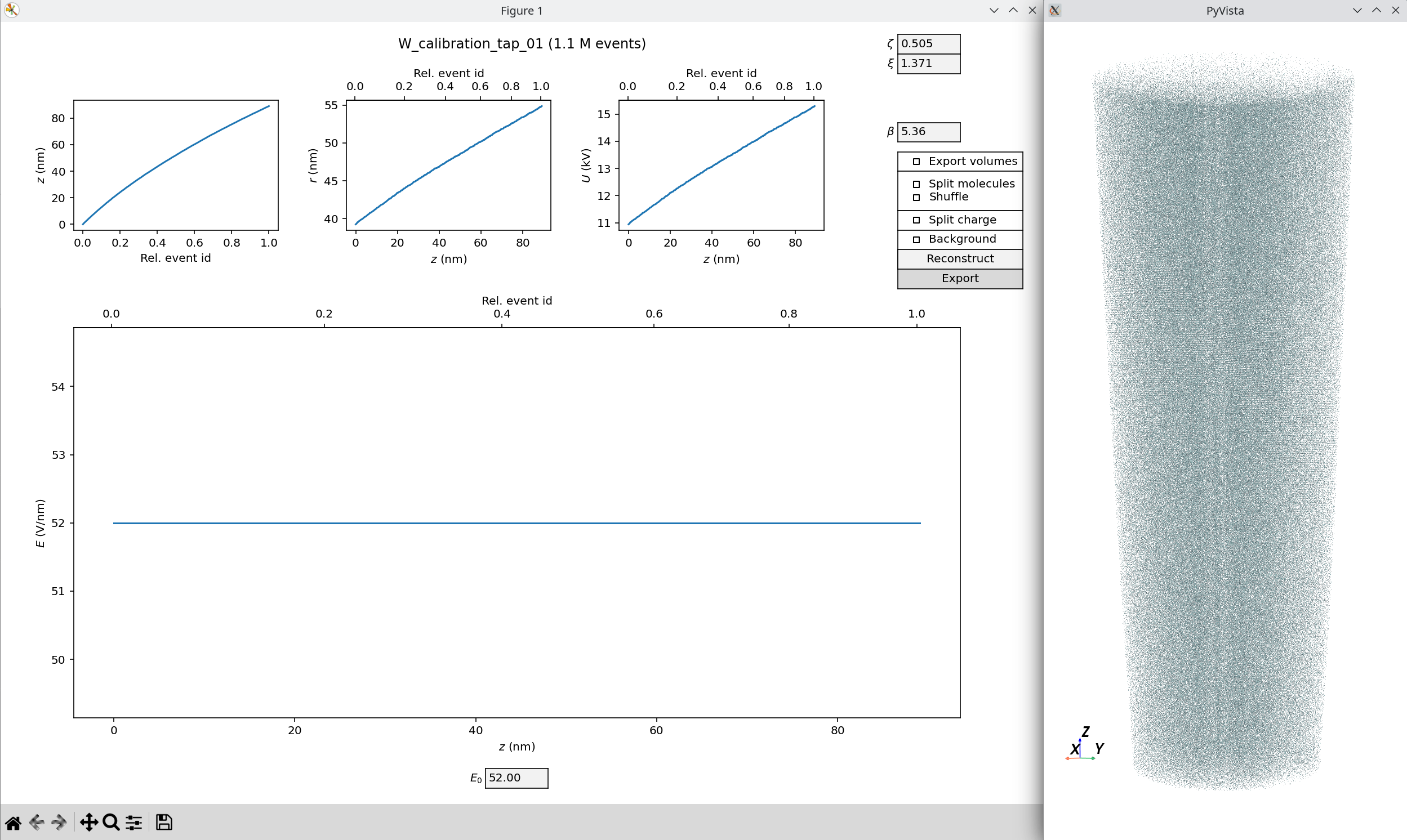 Exemplary reconstruction of a tungsten measurement (classic module)